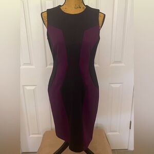 Calvin Klein Colorblock Sheath Dress – Purple & Black | Size 8